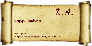 Kapp Ambos névjegykártya